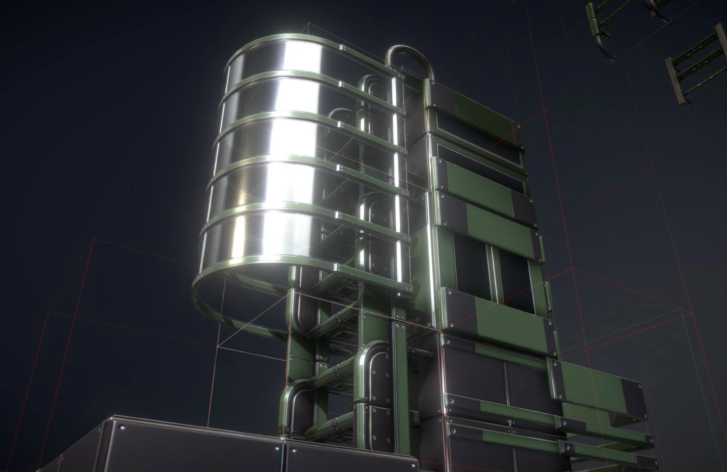 modular sci-fi ladders green 3D Model .c4d .max .obj .3ds .fbx .stl .blend 