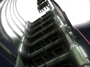 modular sci-fi ladders green 3D Model