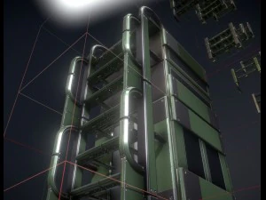 modular sci-fi ladders green 3D Model