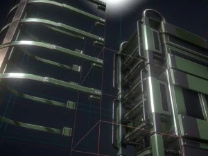 modular sci-fi ladders green 3D Model