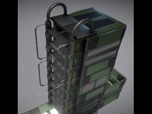 modular sci-fi ladders green 3D Model