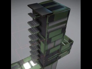modular sci-fi ladders green 3D Model