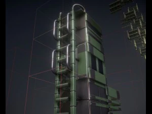 modular sci-fi ladders green 3D Model