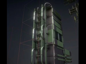 modular sci-fi ladders green 3D Model