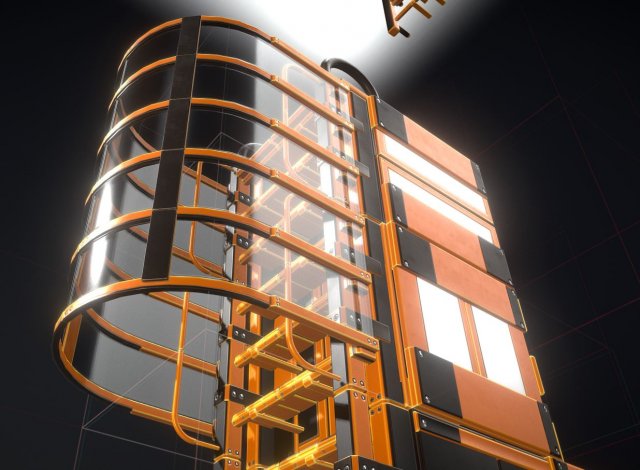 modular sci-fi ladders orange Model 3D .c4d .max .obj .3ds .fbx .stl .blend 