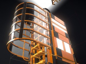 modular sci-fi ladders orange 3Dモデル