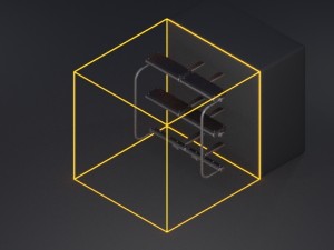 modular sci-fi ladders orange Model 3D