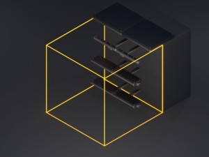 modular sci-fi ladders orange Model 3D