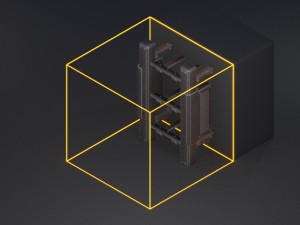 modular sci-fi ladders orange Model 3D