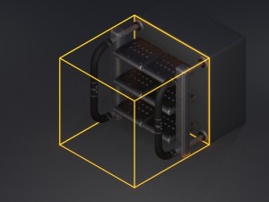 modular sci-fi ladders orange Model 3D