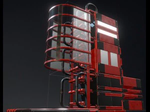 modular sci-fi ladders red 3D Model