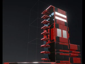 modular sci-fi ladders red 3D Model