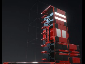 modular sci-fi ladders red 3D Model