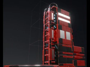 modular sci-fi ladders red 3D Model