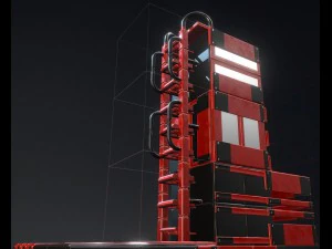 modular sci-fi ladders red 3D Model