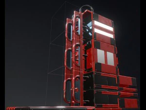 modular sci-fi ladders red 3D Model