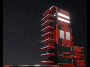 modular sci-fi ladders red 3D Model