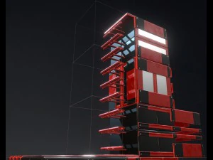 modular sci-fi ladders red 3D Model