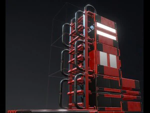 modular sci-fi ladders red 3D Model