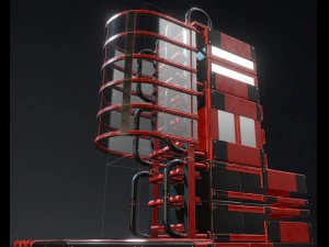 modular sci-fi ladders red 3D Model