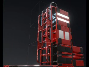 modular sci-fi ladders red 3D Model