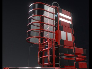 modular sci-fi ladders red Model 3D