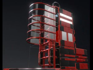 modular sci-fi ladders red 3D Model