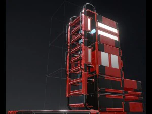 modular sci-fi ladders red 3D Model