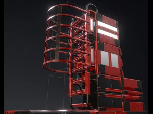 modular sci-fi ladders red 3D Model