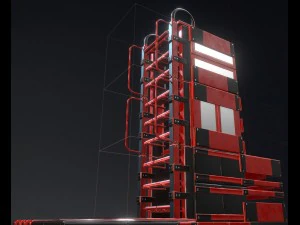 modular sci-fi ladders red 3D Model