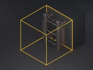 modular sci-fi ladders red 3D Model