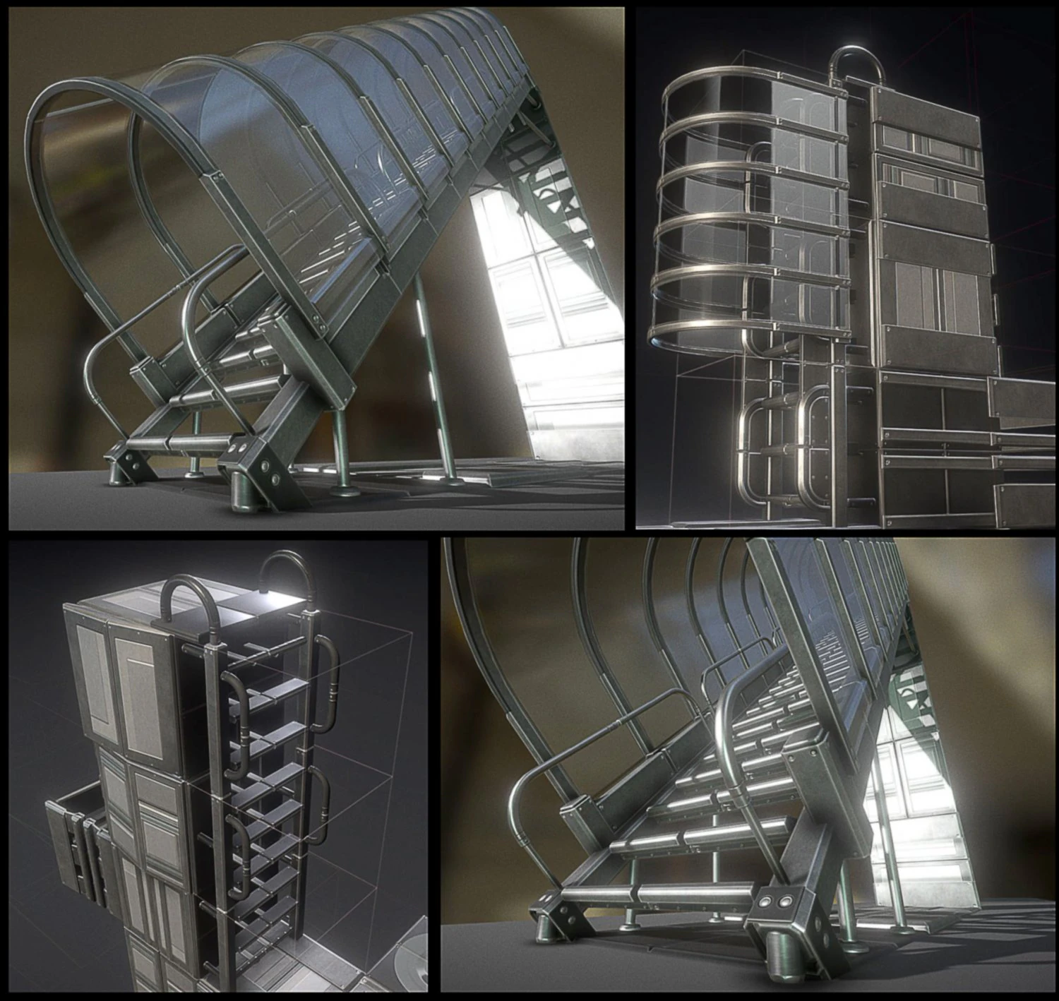 sci-fi ladders and stairs basic 3D Model .c4d .max .obj .3ds .fbx .stl .blend 
