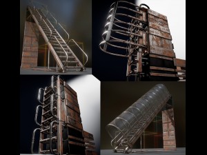 sci-fi ladders and stairs rusty 3D Model