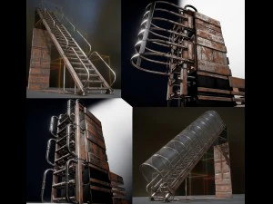 escaleras de ciencia ficci&oacute;n y escaleras oxidadas Modelo 3D