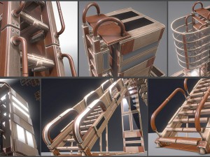 sci-fi ladders and stairs woody 3D Model