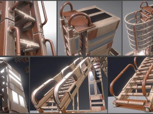 sci-fi ladders and stairs woody 3D Модель