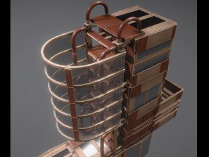 sci-fi ladders and stairs woody Model 3D