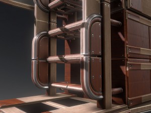 sci-fi ladders and stairs woody Model 3D