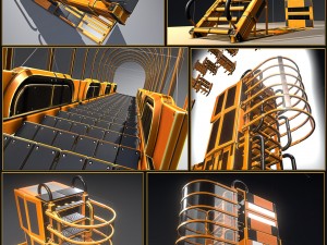 sci-fi ladders and stairs orange 3D Model
