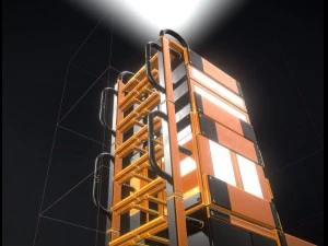 sci-fi ladders and stairs orange 3D Model