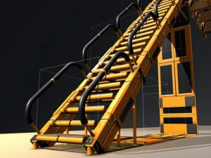 sci-fi ladders and stairs orange 3D Model