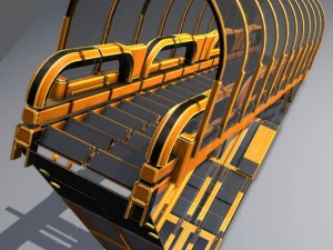 sci-fi ladders and stairs orange 3D Model