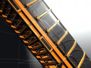 sci-fi ladders and stairs orange 3D Model