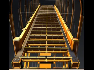 sci-fi ladders and stairs orange 3D Model