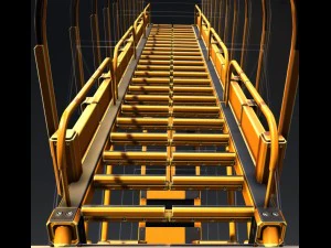 sci-fi ladders and stairs orange 3D Model