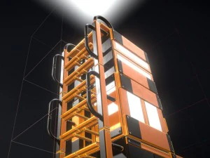 sci-fi ladders and stairs orange 3D Model