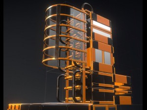 sci-fi ladders and stairs orange Modèle 3D