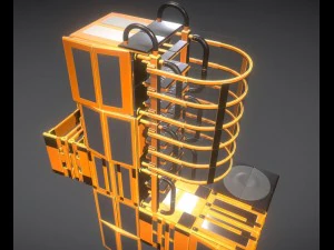 sci-fi ladders and stairs orange 3D Model