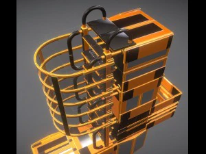 sci-fi ladders and stairs orange 3D Model