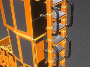 sci-fi ladders and stairs orange 3D Model